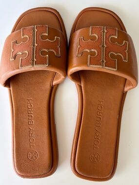 Tory Burch Ines (Double T) Tan Sandel